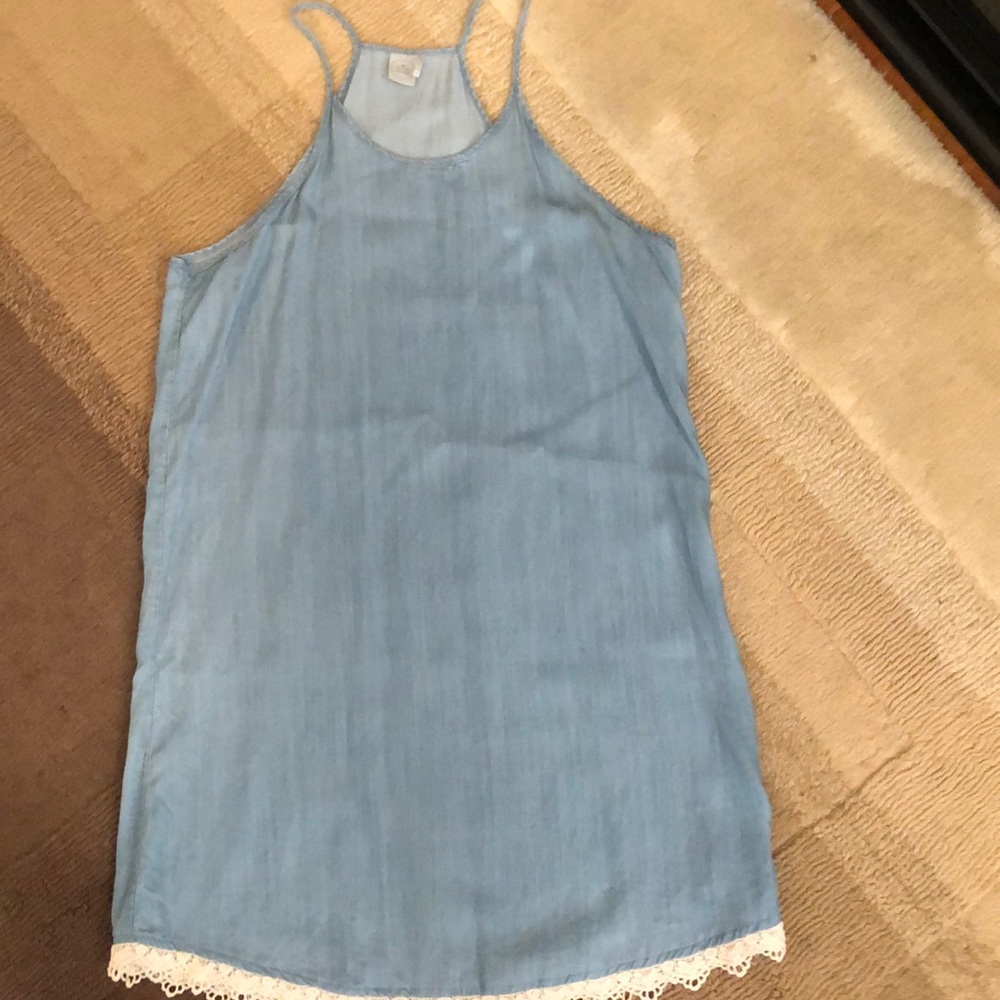 Anthropology Paper Crane Denim Crochet Dress Sz S